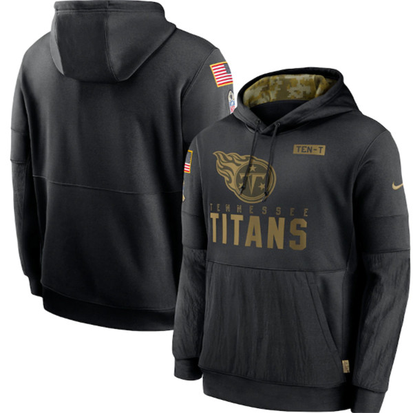Men's Tennessee Titans Black NFL 2020 Salute To Service Sideline Performance Pullover Hoodie